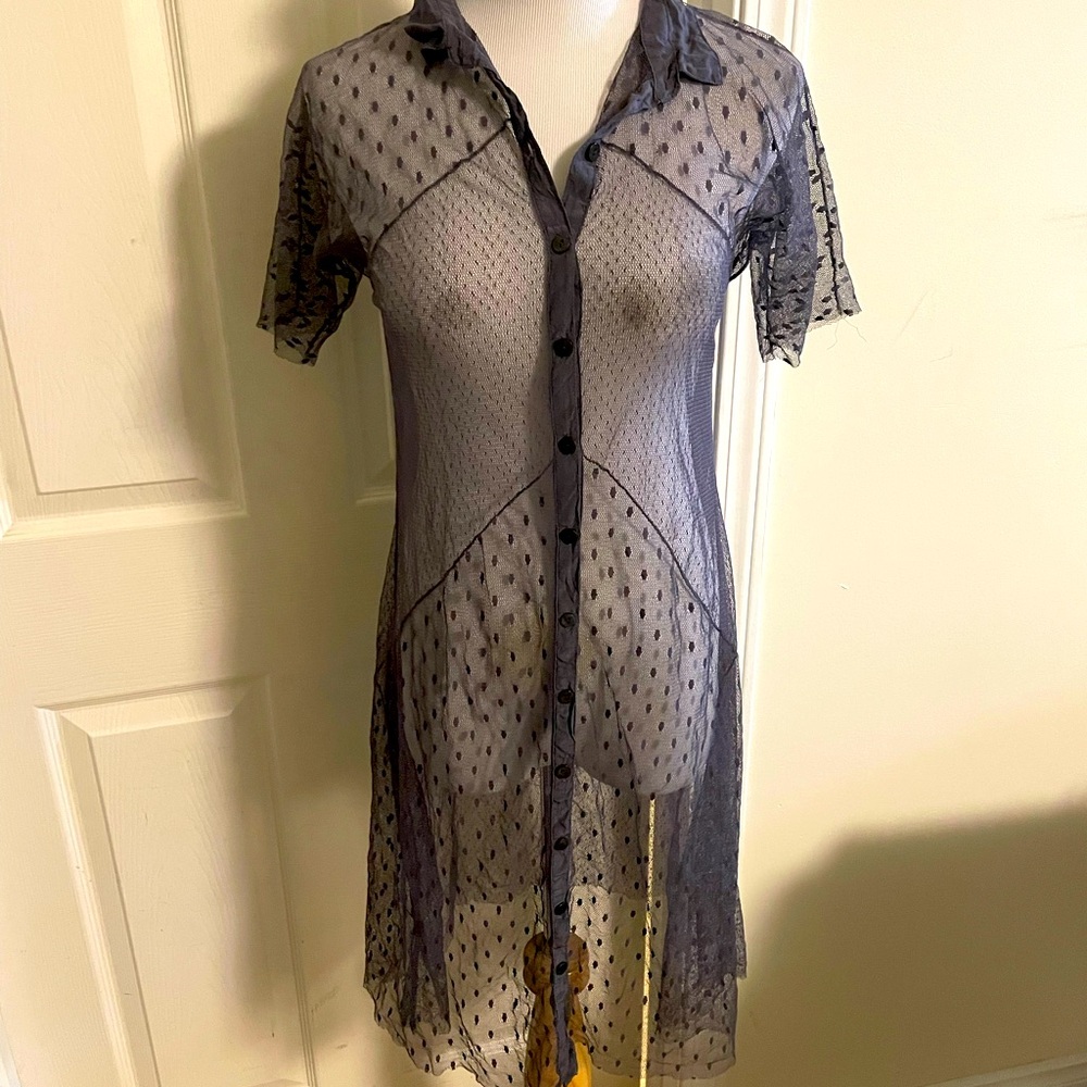 BIYA sheer Lacey shirt dress